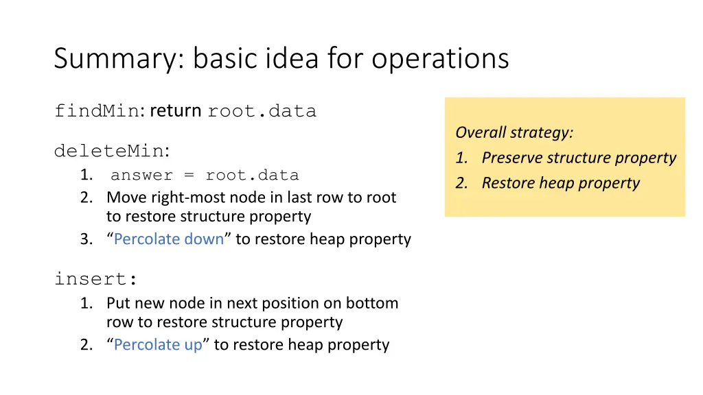 summary basic idea for operations
