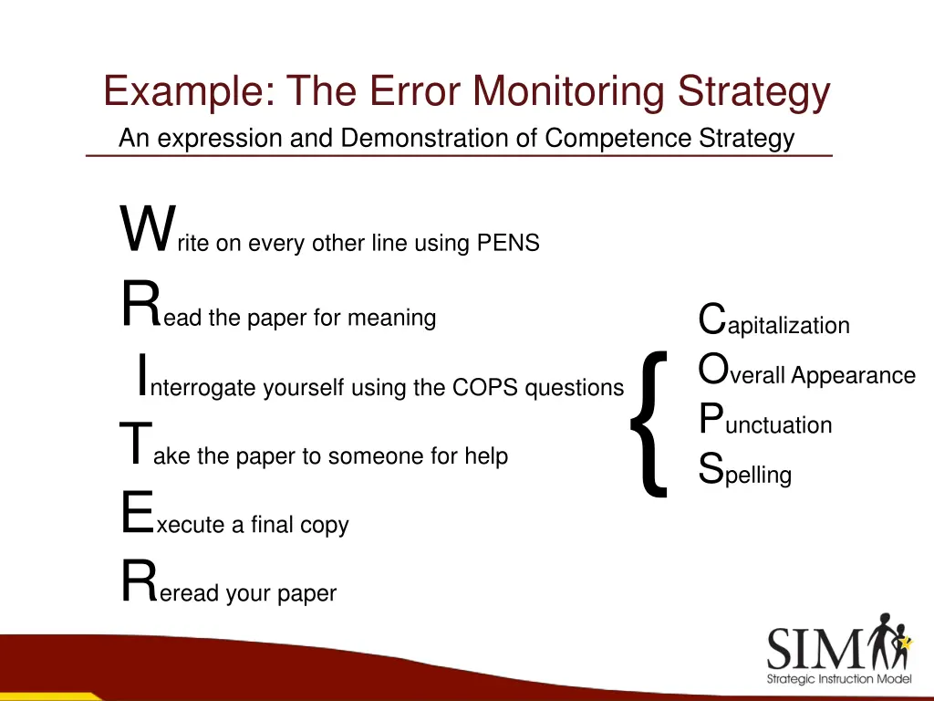 example the error monitoring strategy