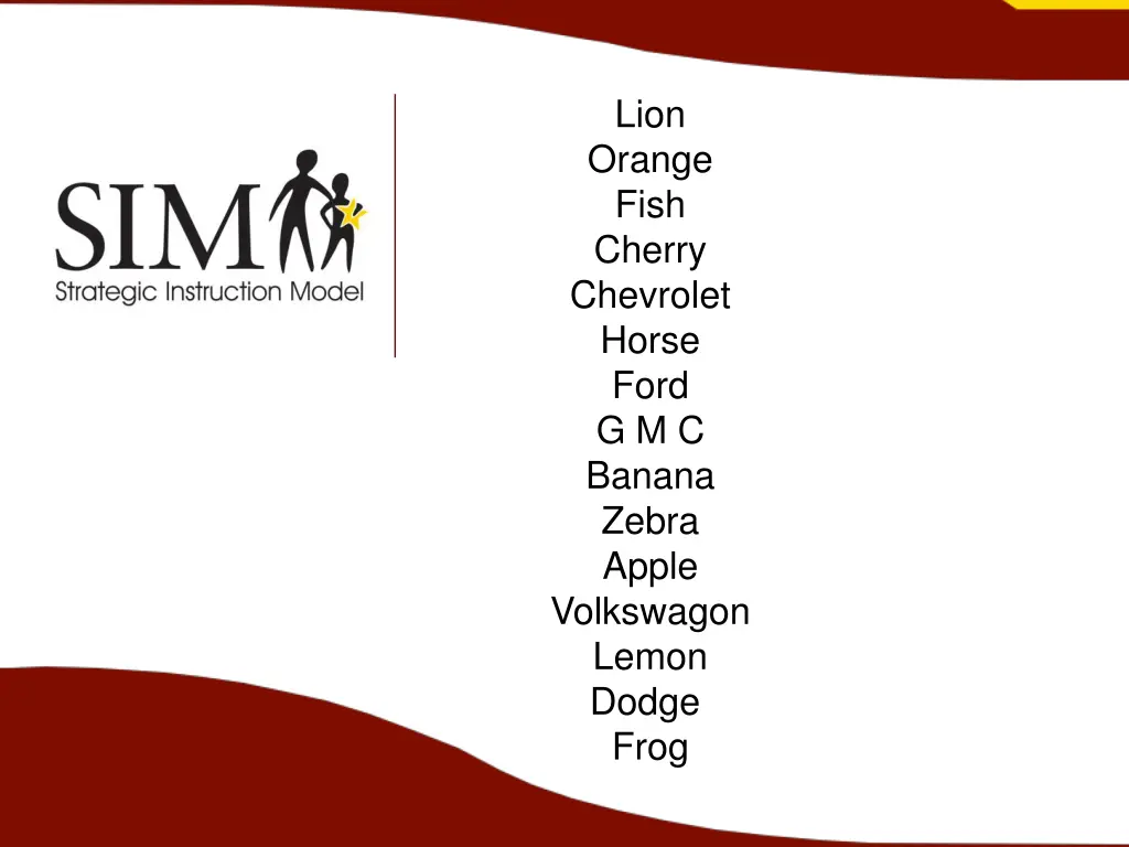 lion orange fish cherry chevrolet horse ford