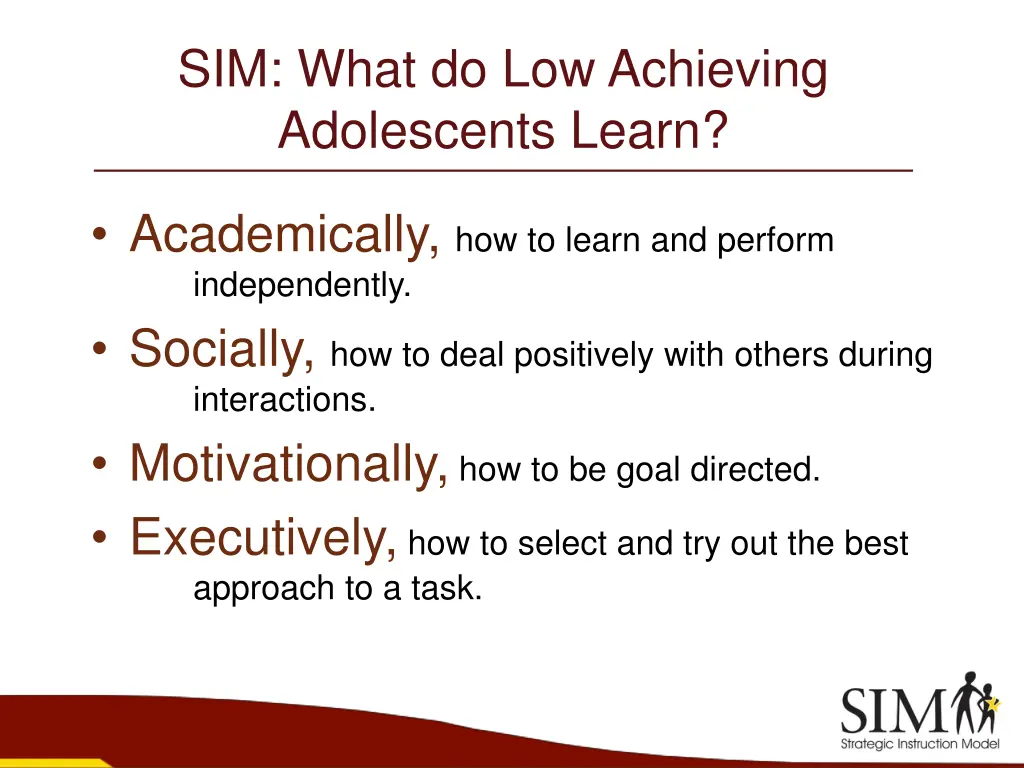 sim what do low achieving adolescents learn