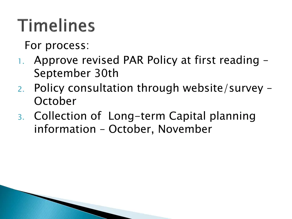 for process 1 approve revised par policy at first