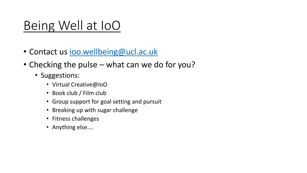 being well at ioo