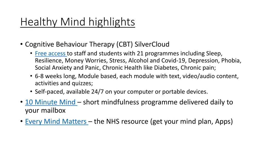 healthy mind highlights
