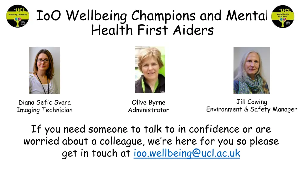 ioo wellbeing champions and mental health first