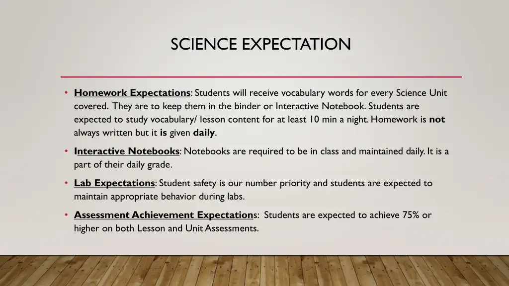 science expectation