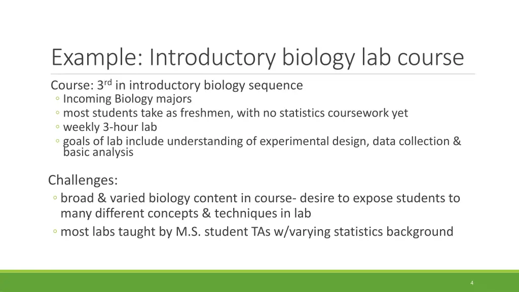 example introductory biology lab course course