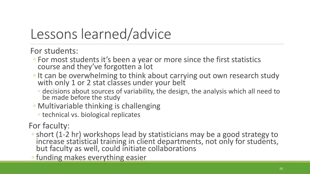 lessons learned advice for students for most