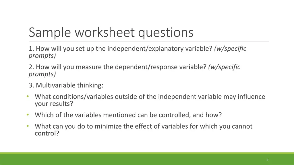 sample worksheet questions