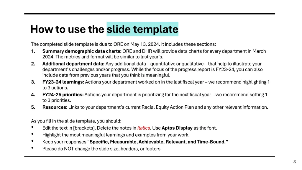 how to use the slide template