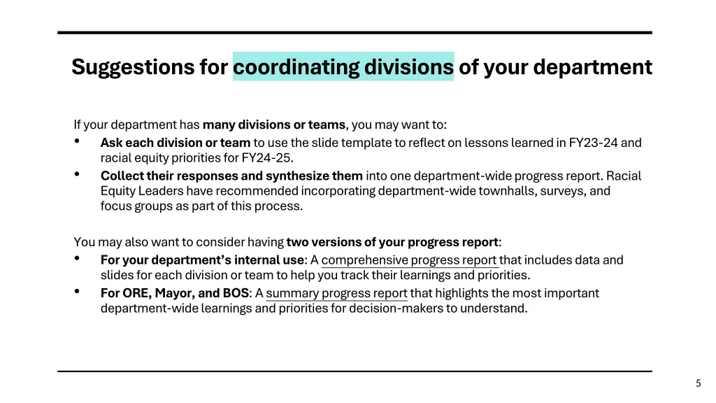 suggestions for coordinating divisionsof your