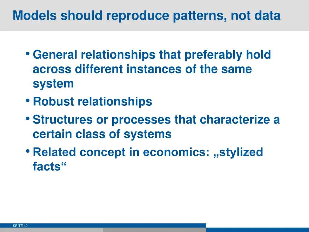 models should reproduce patterns not data
