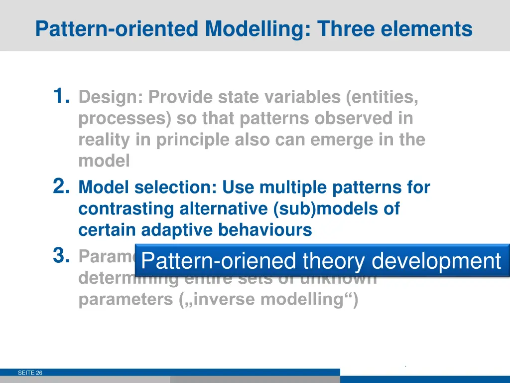 pattern oriented modelling three elements 1