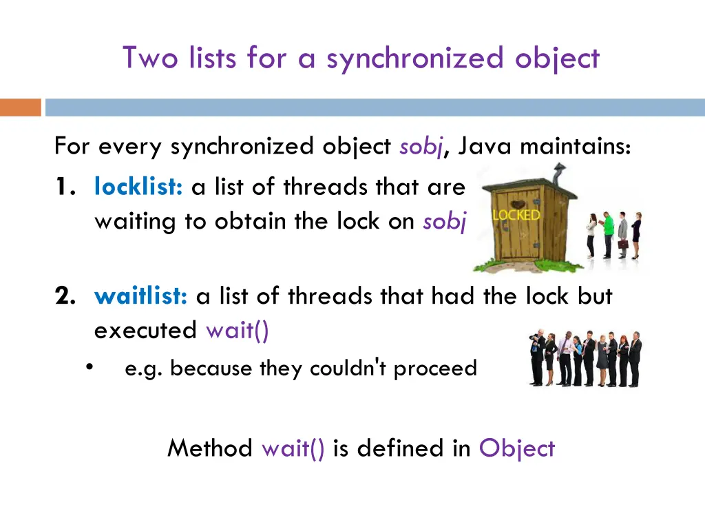 two lists for a synchronized object