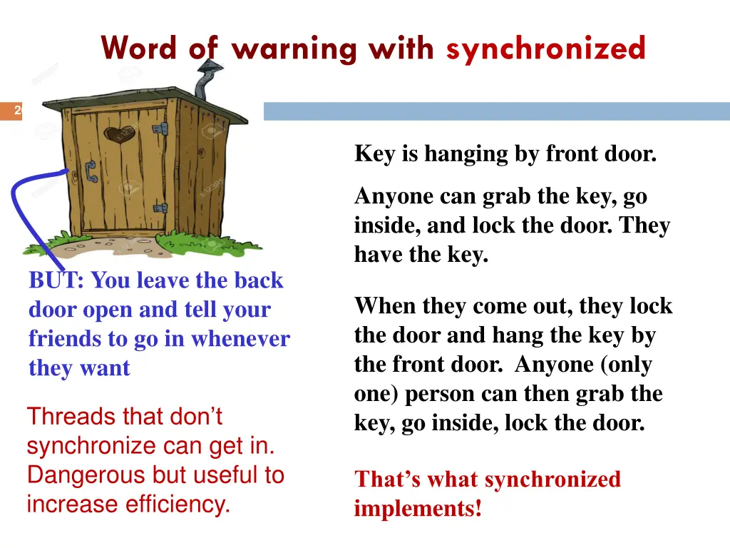 word of warning with synchronized