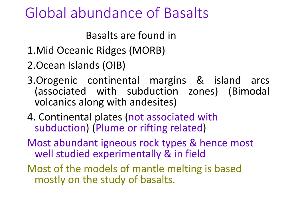 global abundance of basalts