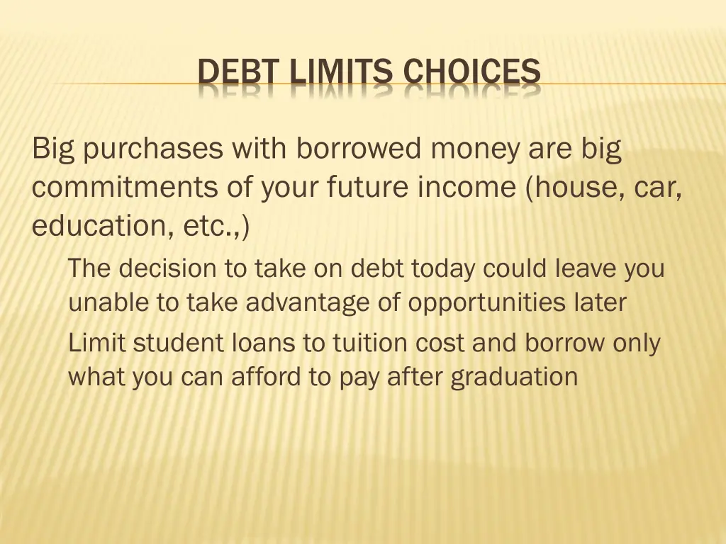 debt limits choices