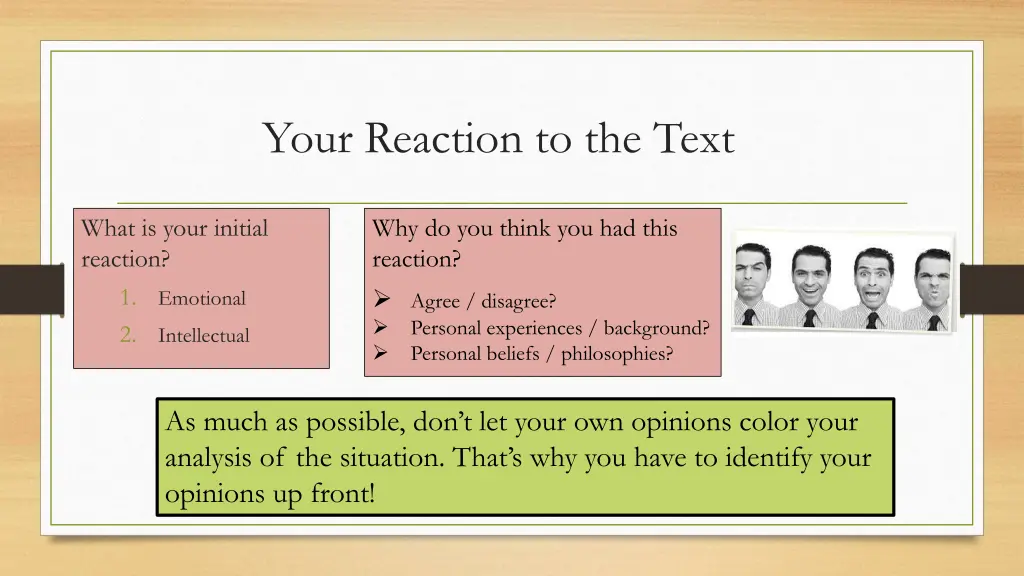 your reaction to the text