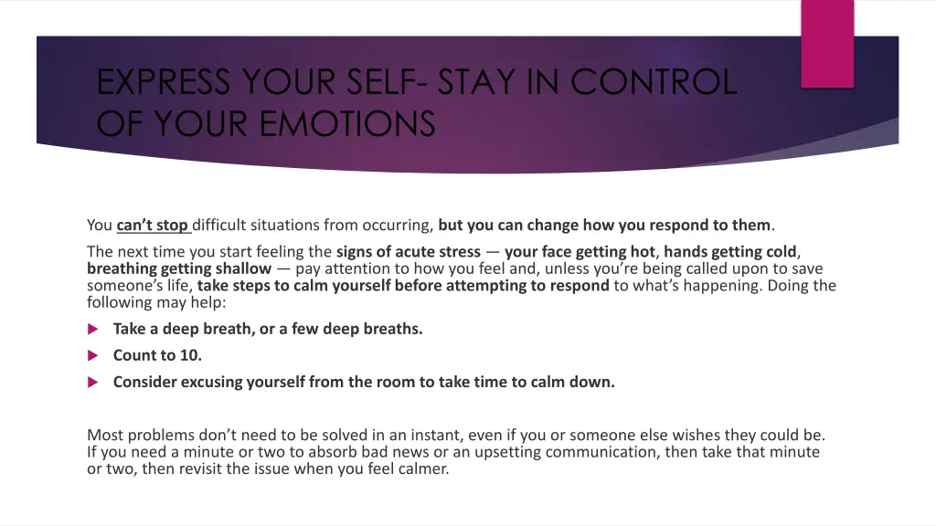 express your self stay in control of your emotions 1