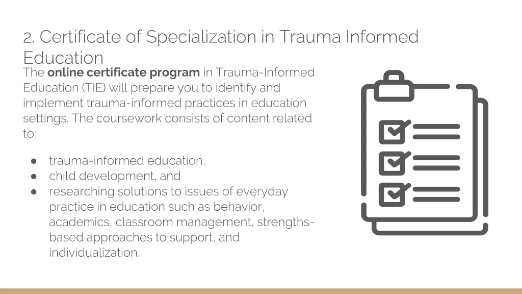 2 certificate of specialization in trauma