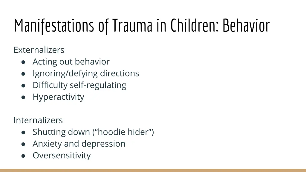 manifestations of trauma in children behavior
