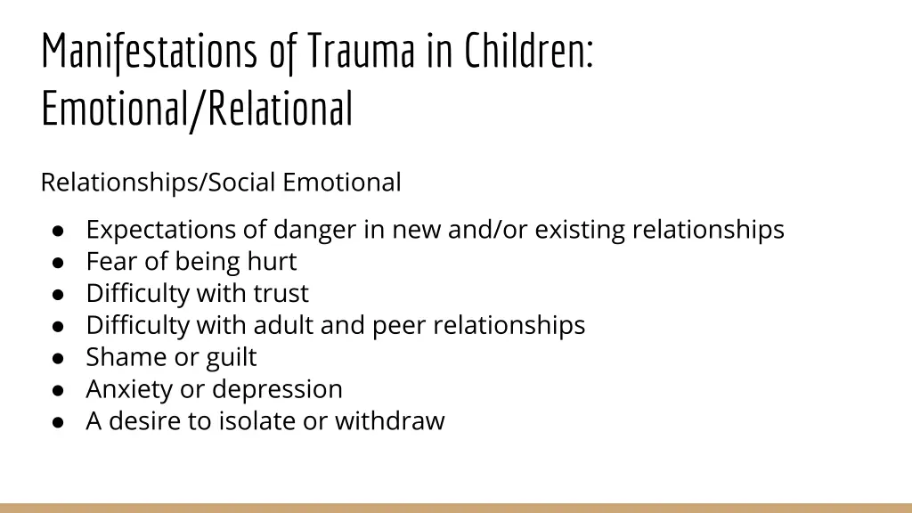 manifestations of trauma in children emotional