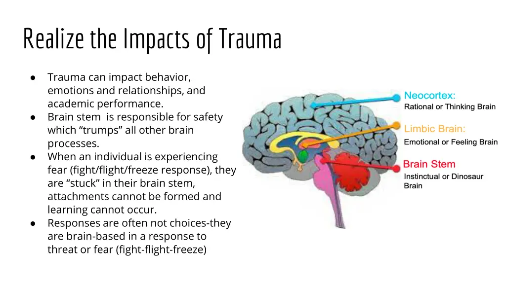 realize the impacts of trauma