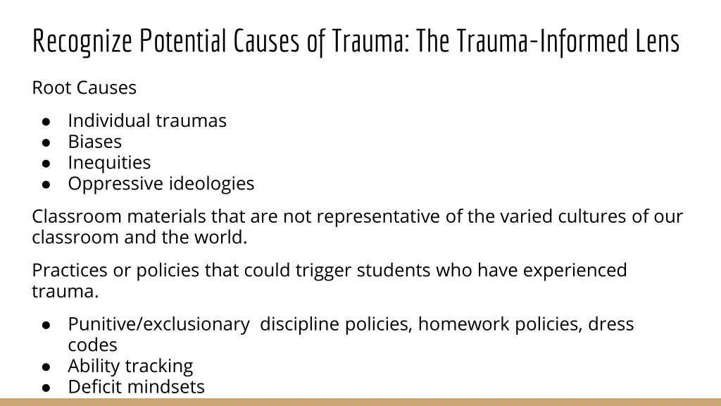 recognize potential causes of trauma the trauma