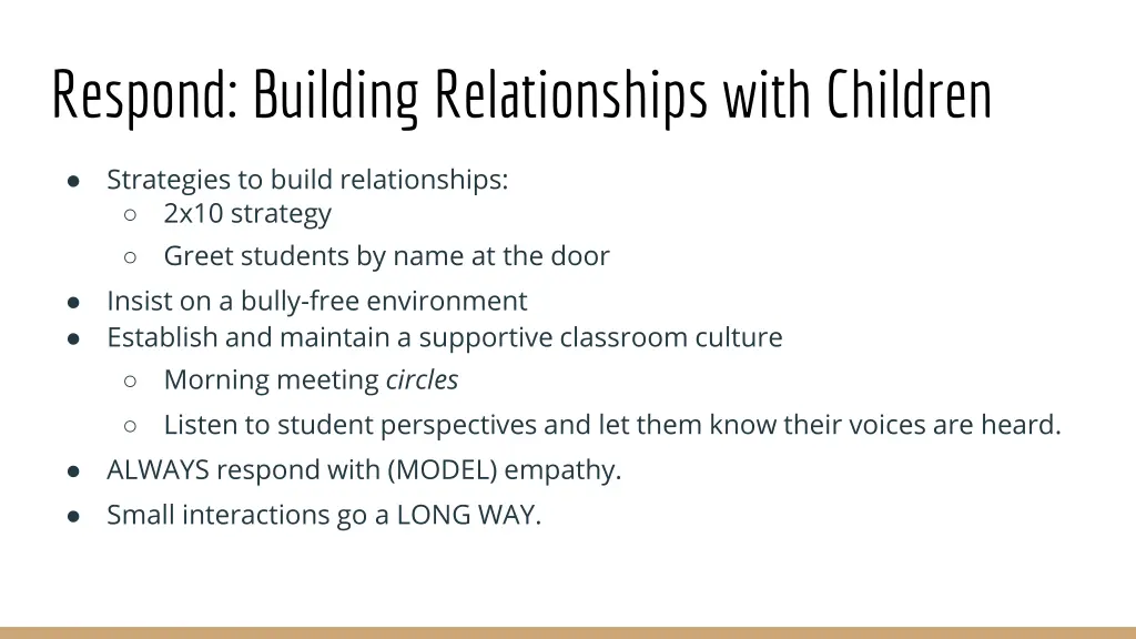 respond building relationships with children