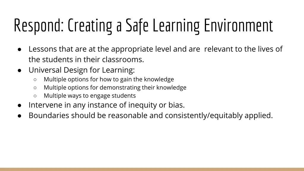 respond creating a safe learning environment 1