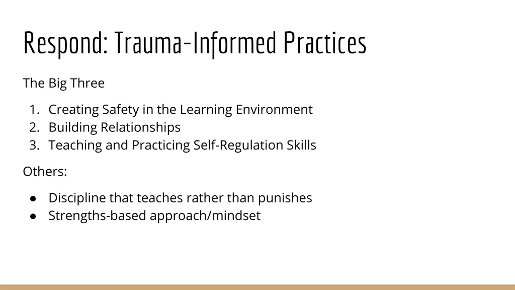respond trauma informed practices