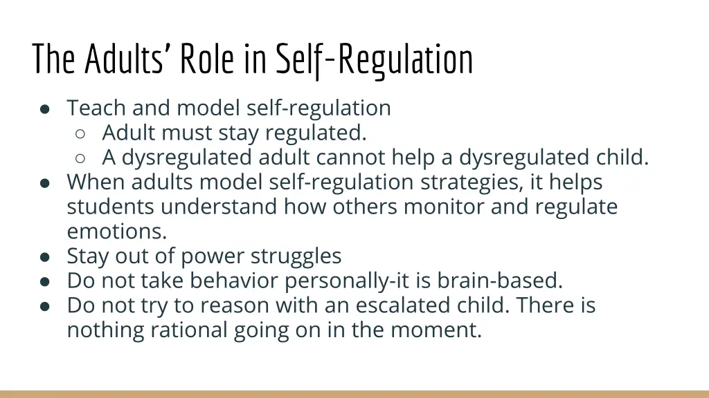 the adults role in self regulation