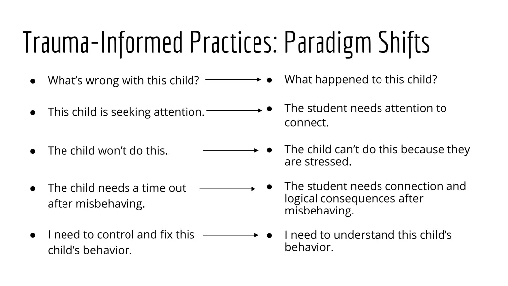 trauma informed practices paradigm shifts