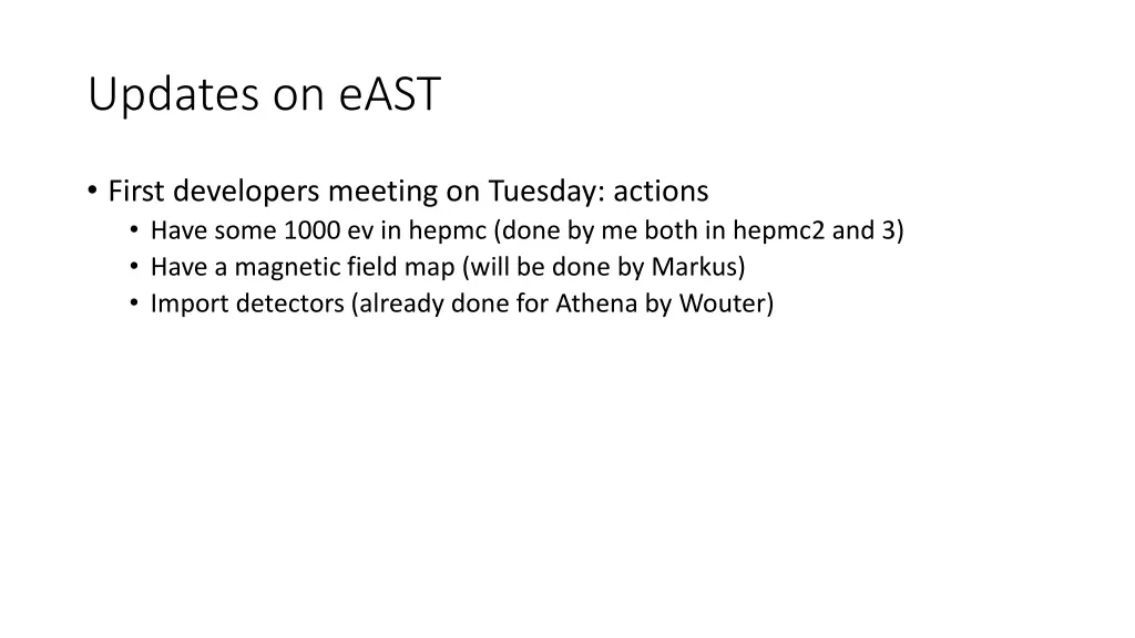 updates on east