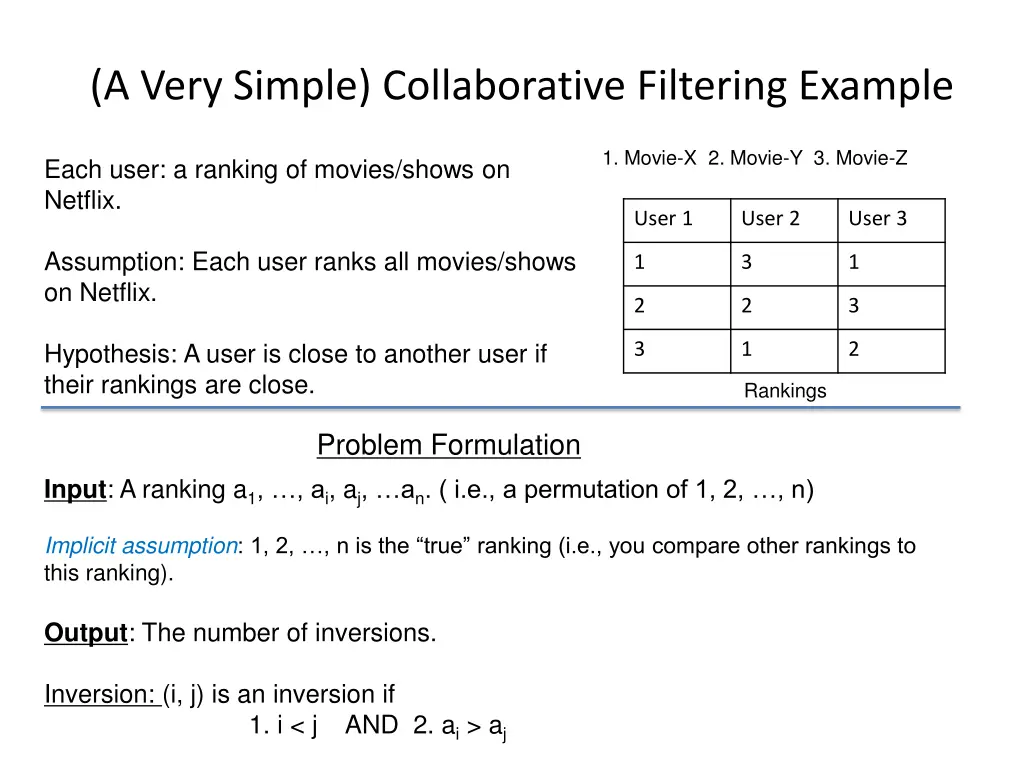 a very simple collaborative filtering example