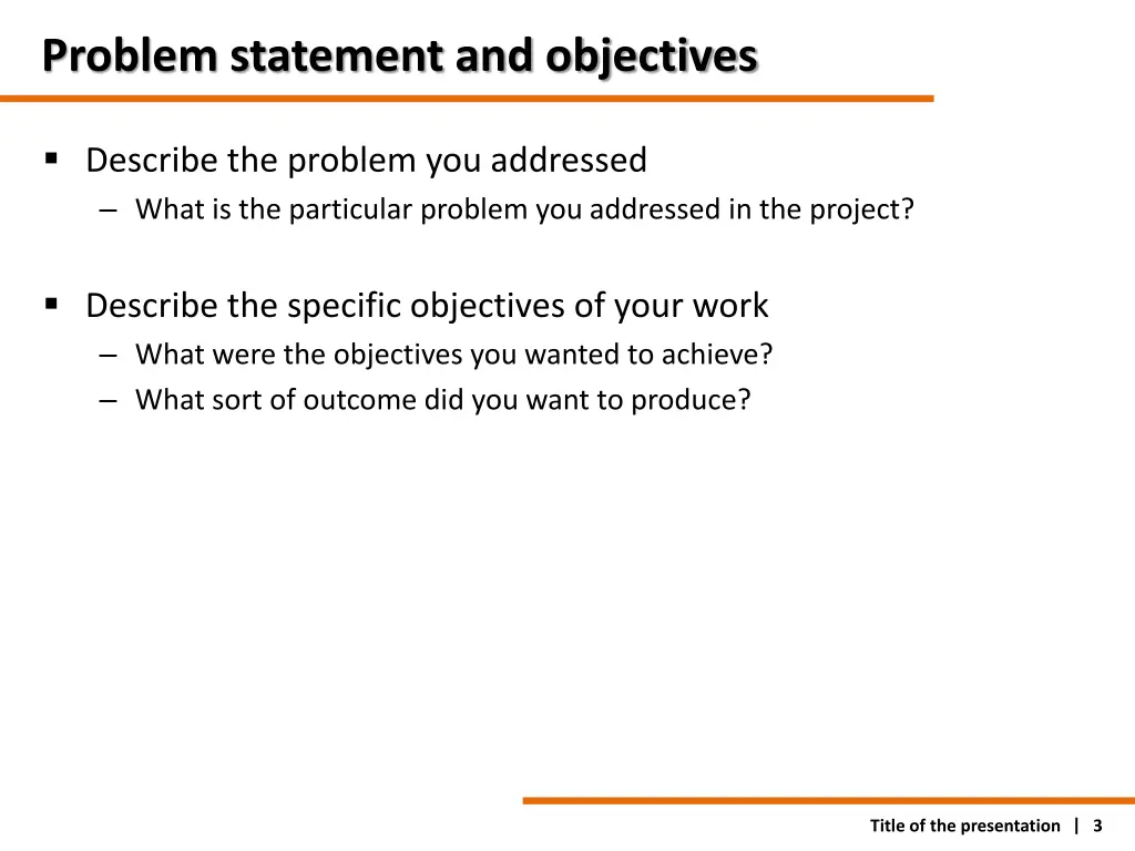 problem statement and objectives