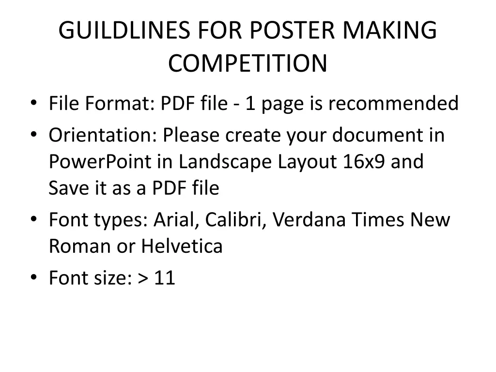 guildlines for poster making competition