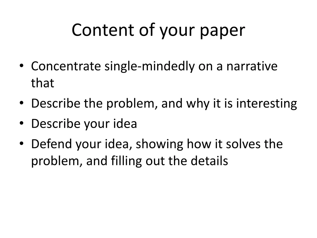 content of your paper