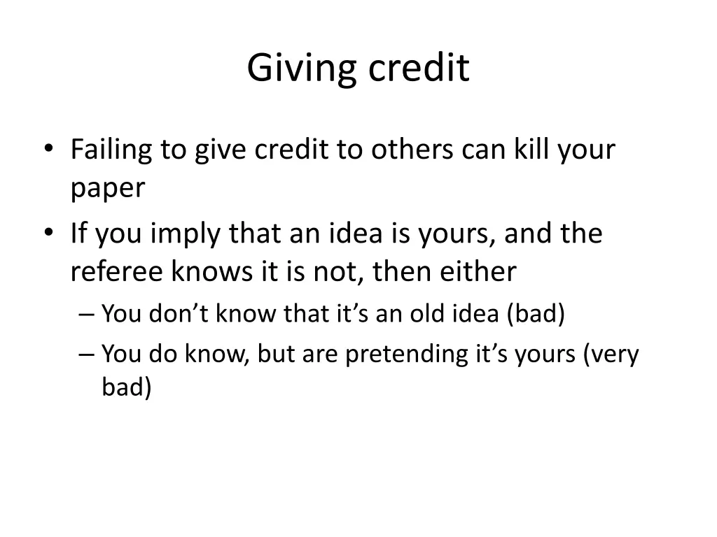 giving credit