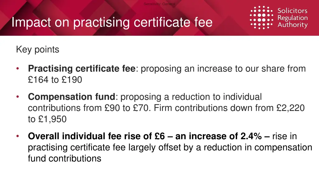 impact on practising certificate fee