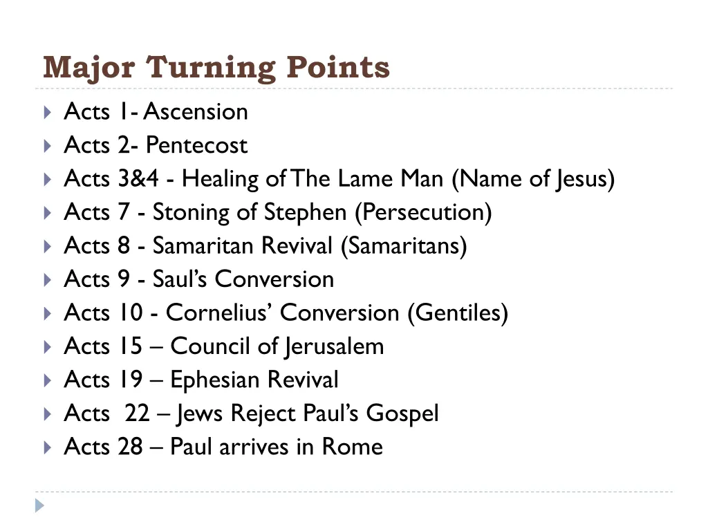 major turning points