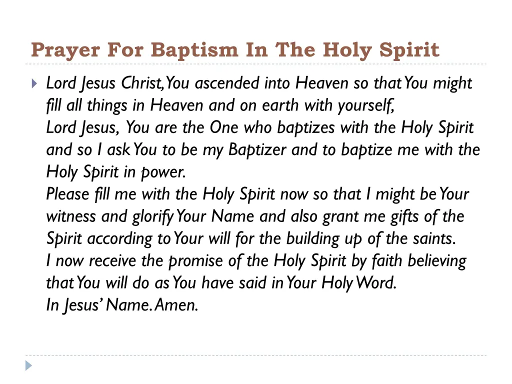 prayer for baptism in the holy spirit