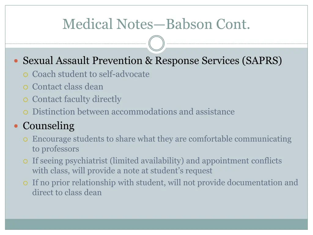 medical notes babson cont
