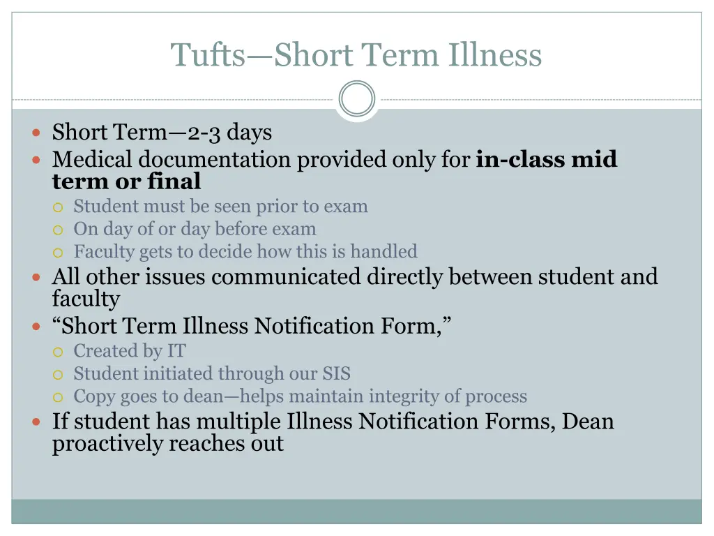 tufts short term illness