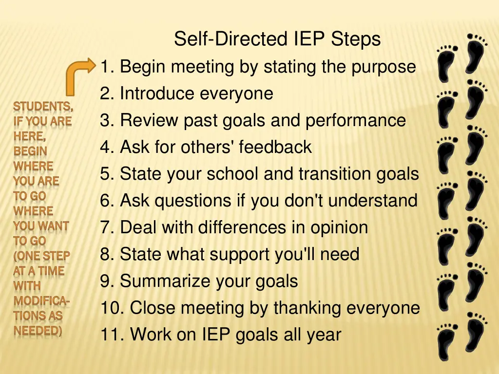 self directed iep steps 1 begin meeting