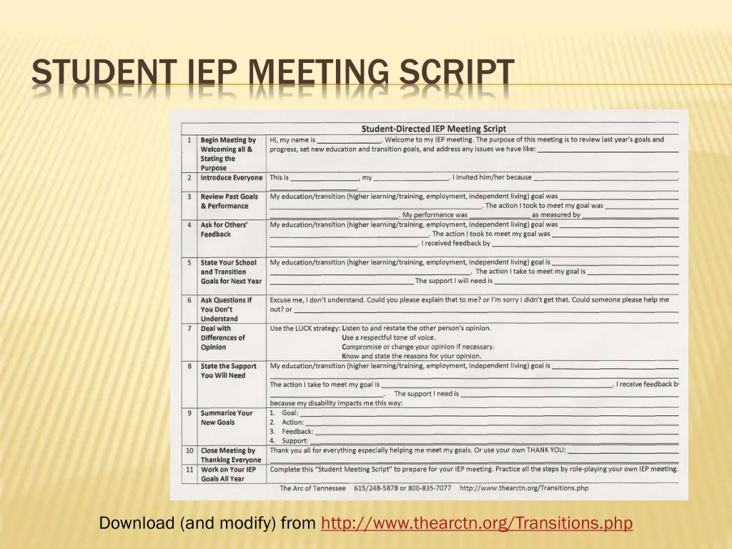 student iep meeting script