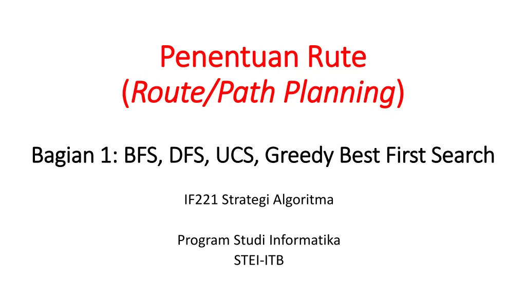 penentuan penentuan rute route path planning