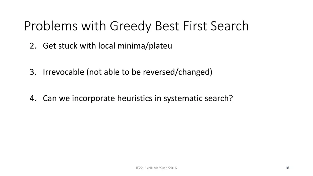 problems with greedy best first search 1