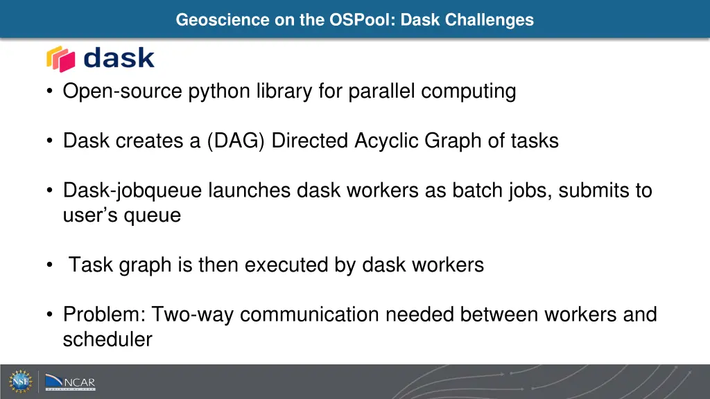 geoscience on the ospool dask challenges