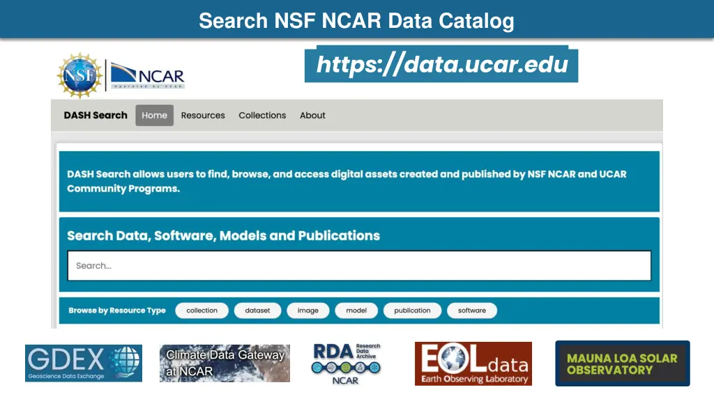search nsf ncar data catalog