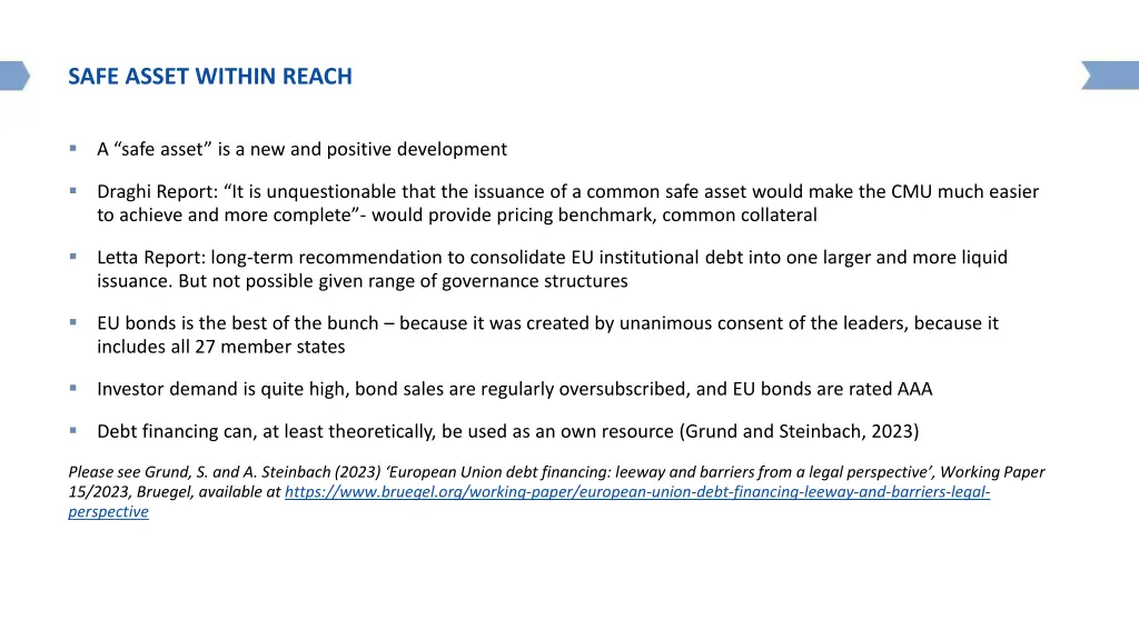 safe asset within reach